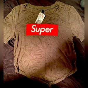 Crop top army green tie front